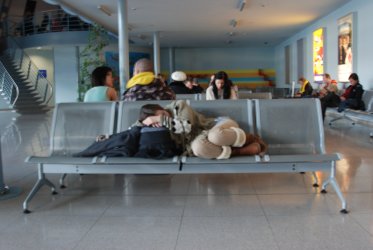 Sleeping girl at the airport